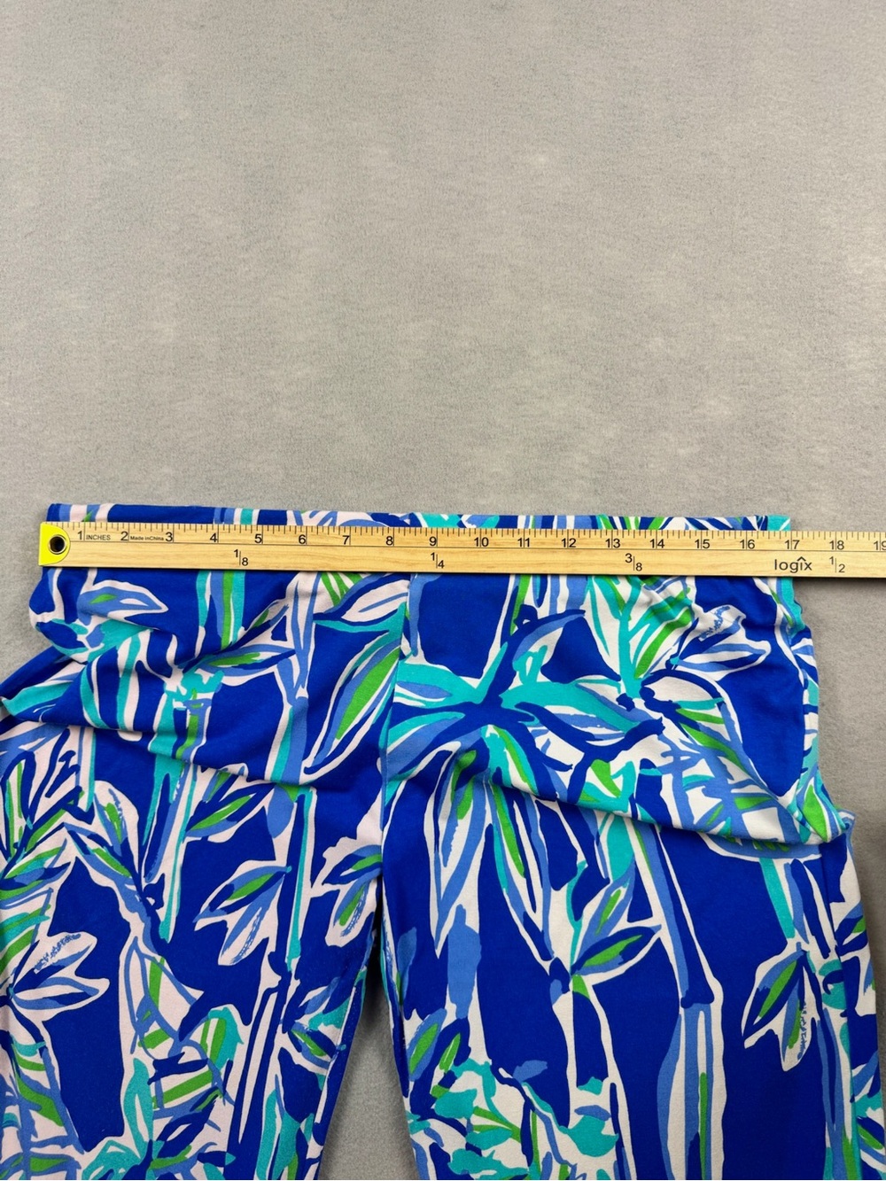 Lilly Pulitzer Georgia May Beach Pant Tropical Palazzo Wide Leg Large Blue Green - Picture 11 of 14